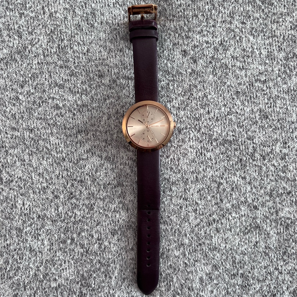 Michael Kors Womens Watch Dark Purple Band With Rose Gold